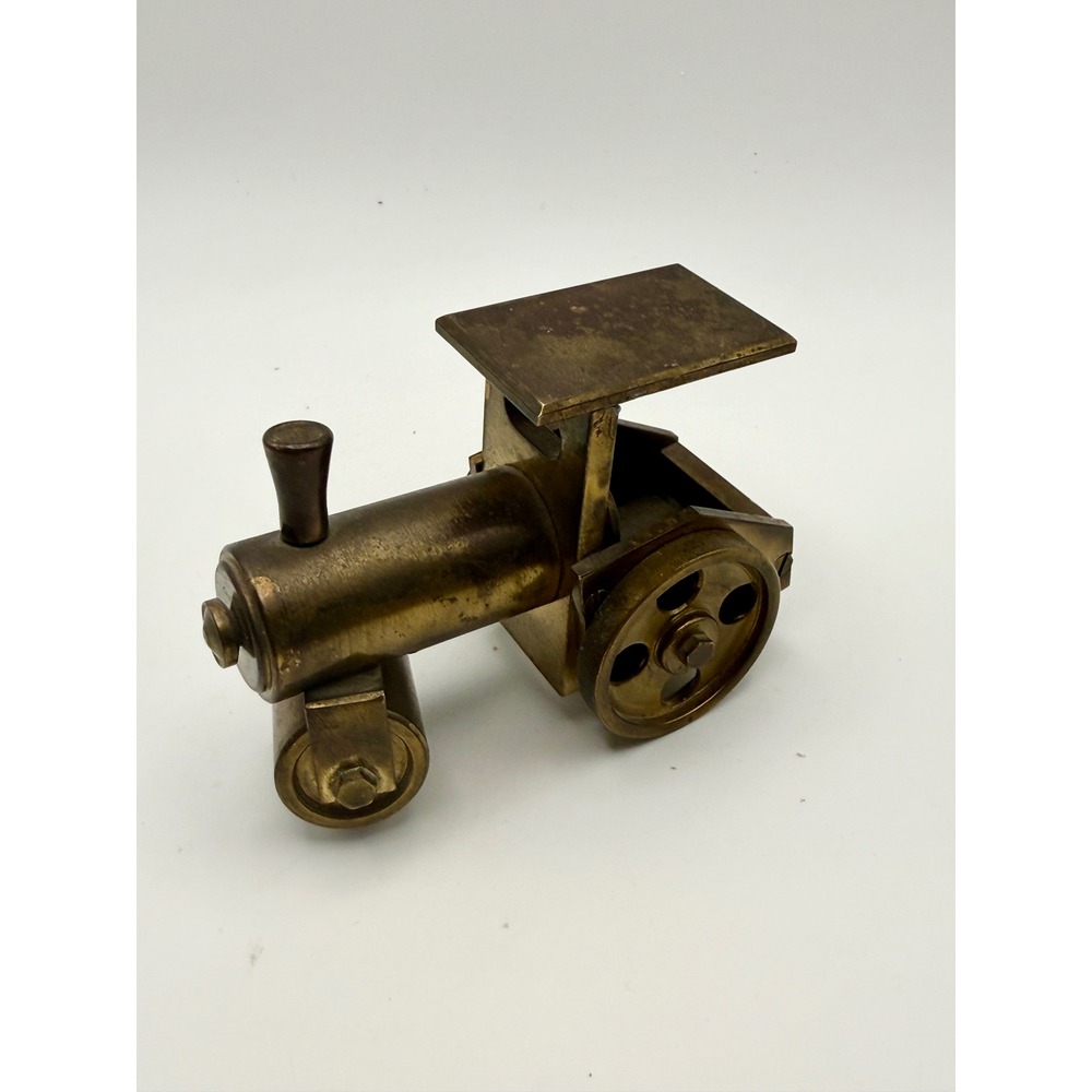 Vintage Solid Brass Steam Roller Train Figurine Industrial‎ Desktop Decor